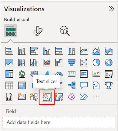 Screenshot che mostra la selezione della visualizzazione del filtro dei dati di input da aggiungere al report.