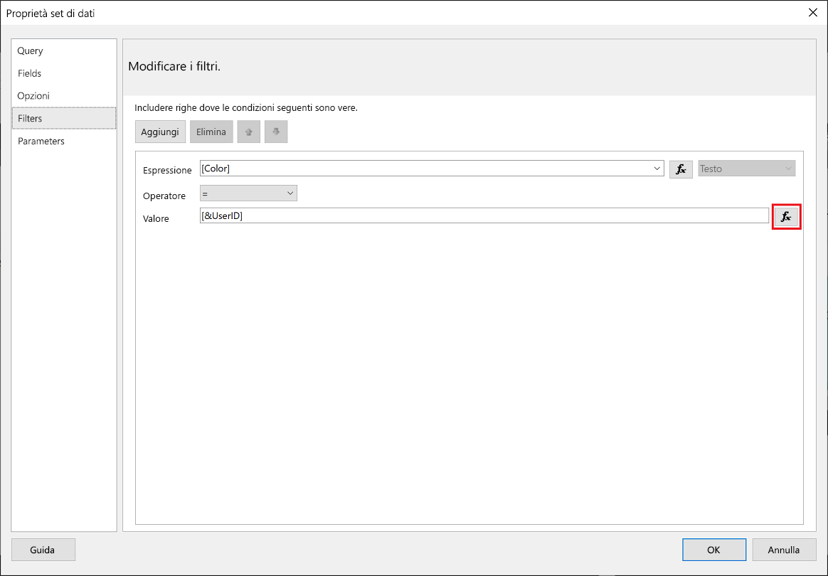 Valore di Power BI Report Builder