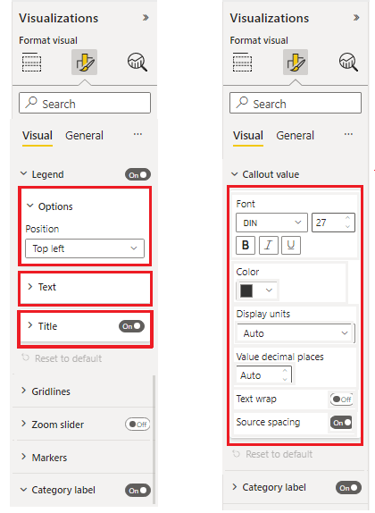 Screenshot delle schede di formattazione suddivise in gruppi.