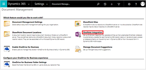 Scegliere Integrazione di OneNote.