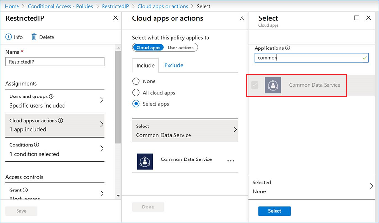 Applicazione cloud Dataverse con restrizioni IP.