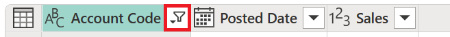 Screenshot dell'icona del filtro applicato nell'intestazione di una colonna.