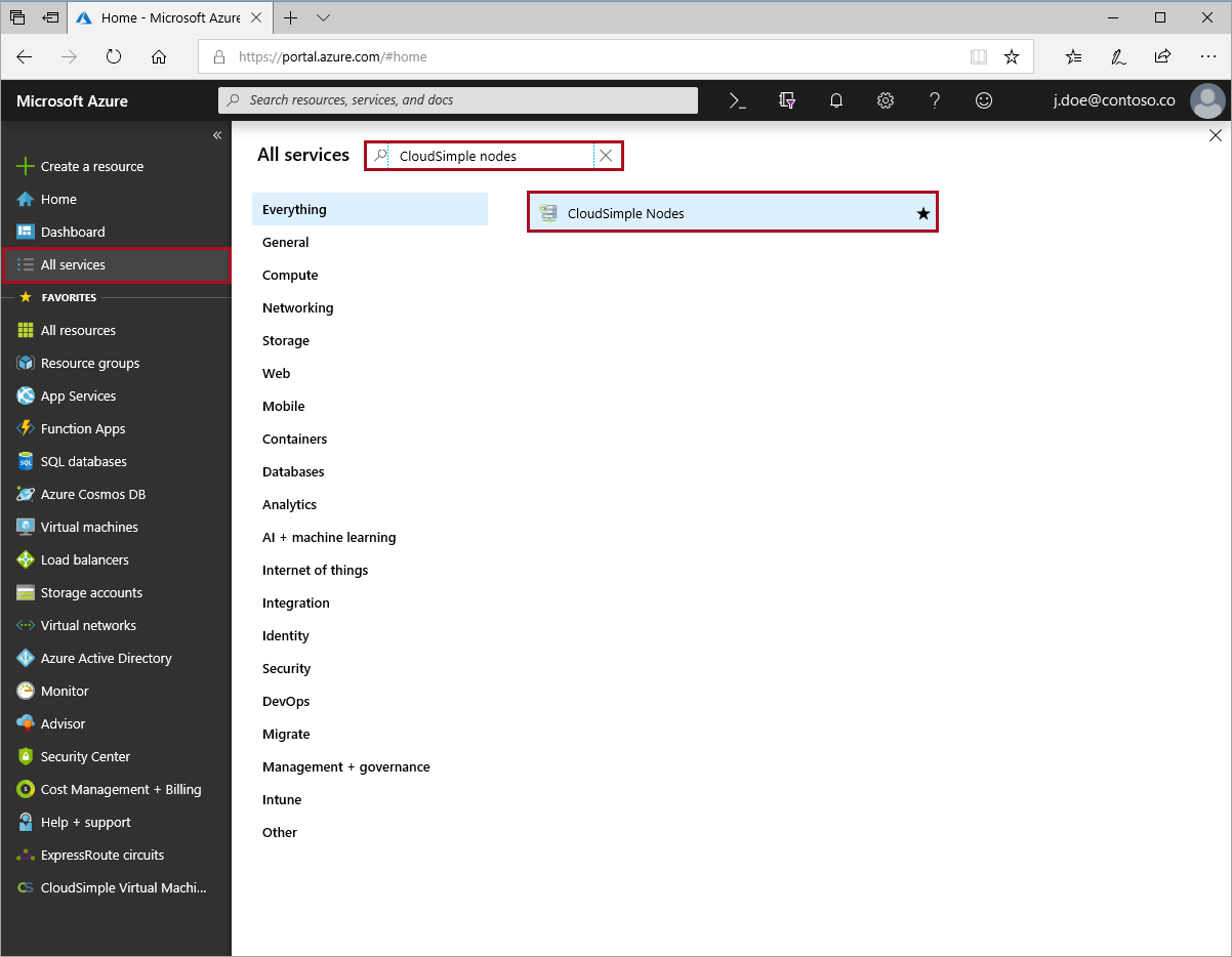 Ricerca nodi CloudSimple