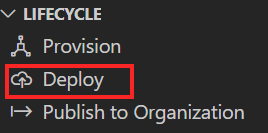Screenshot che mostra l'opzione Deploy in LIFECYCLE.