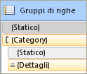 Gruppi di righe, modalità avanzata, senza intestazione gruppo.