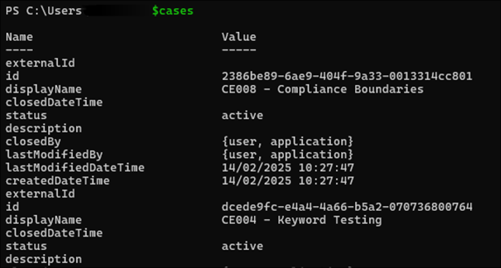 Esempio di PowerShell per l'estrazione dell'URL per i case.