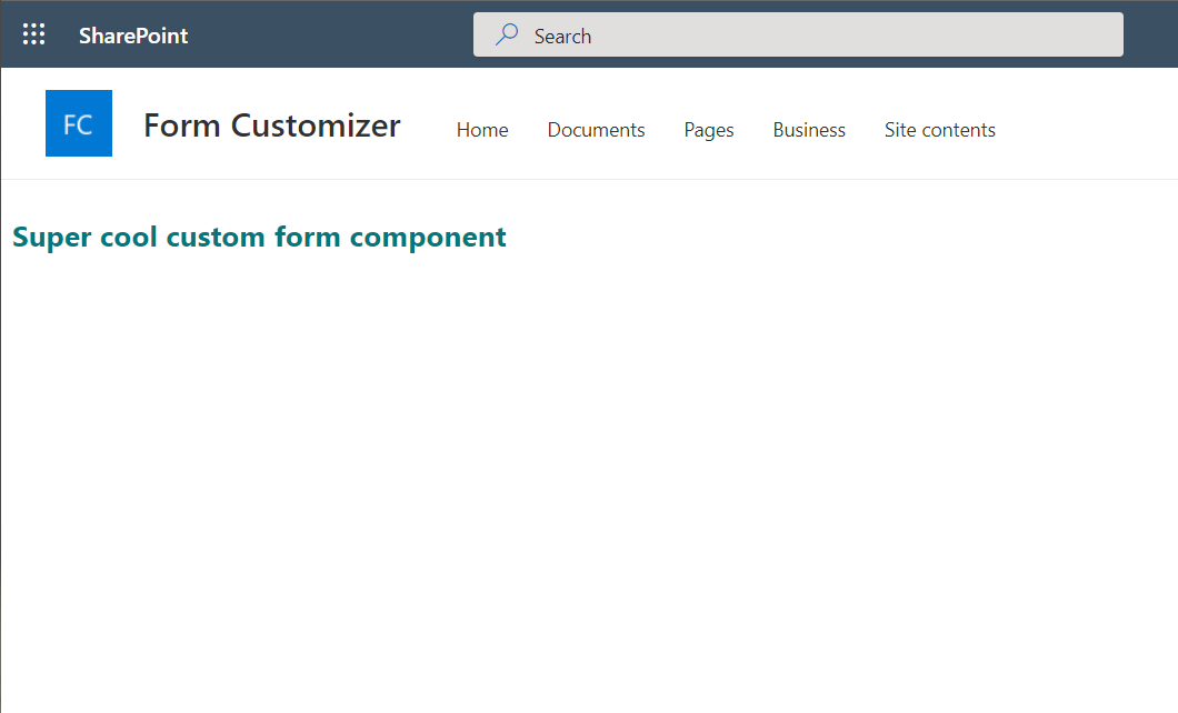 List view with form customizer rendered with the default output
