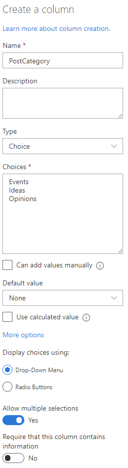 postcategory field