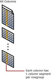 Diagramma di un segmento di colonna di un archivio colonne clusterizzato.