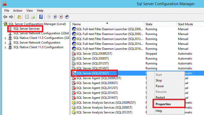 Screenshot delle proprietà del server di Configuration Manager.