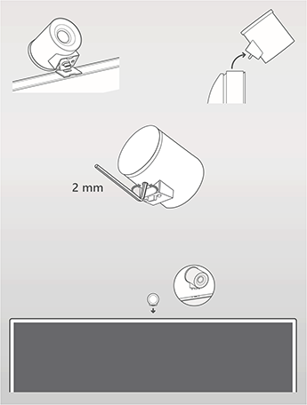 Immagine che mostra come scollegare la vecchia fotocamera dall'unità. Se necessario, utilizzare la chiave inglese allen per regolare la nuova fotocamera. Collegare la nuova fotocamera all'unità.