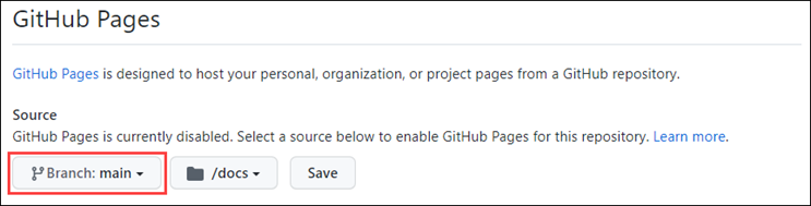 Abilitazione di GitHub Pages.