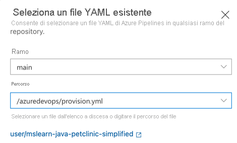 Screenshot che mostra il nuovo modulo di Azure Pipeline.