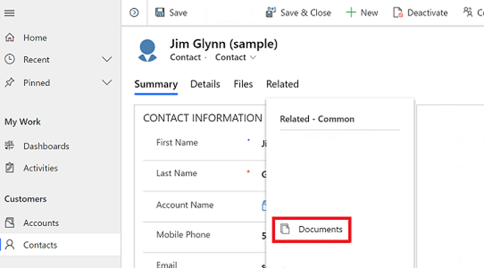 Screenshot di accesso ai materiali archiviati in una cartella documenti SharePoint.