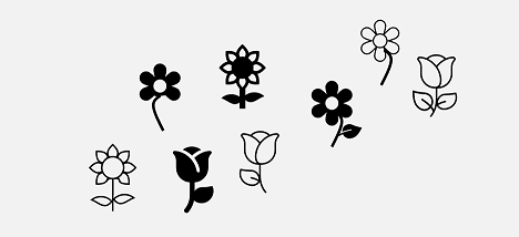 Illustrazione che mostra una raccolta di fiori con diversi numeri di petali e foglie.