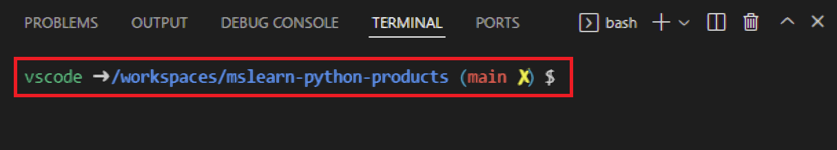 Richiesta del terminale integrato VS Code