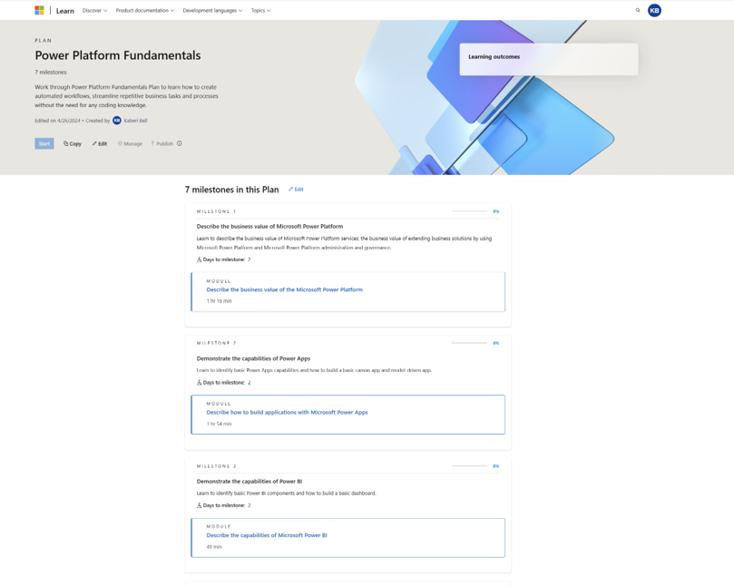 Screenshot della visualizzazione iniziale della modalità di modifica del piano