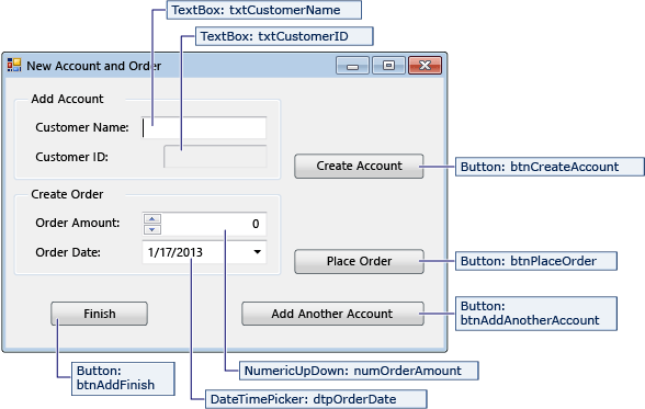 Screenshot che mostra i dettagli del modulo NewCustomer.