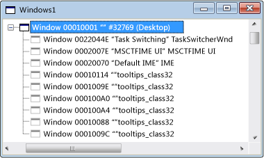Screenshot della visualizzazione di Windows con il nodo superiore espanso.
