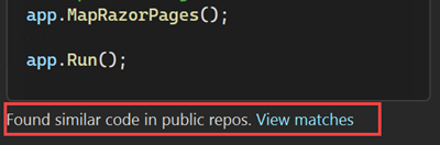 Screenshot del codice che fa riferimento al codice pubblico.