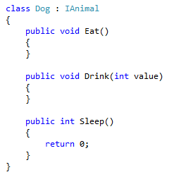 Screenshot della classe risultante - C#.