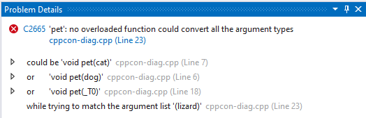 Screenshot della finestra Dettagli problema di Visual Studio con tutti gli elementi figlio compressi.