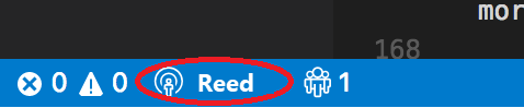 Screenshot che mostra il pulsante dello stato della sessione di Visual Studio Code.