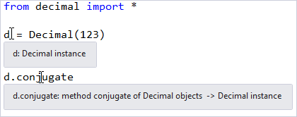 Screenshot che mostra le informazioni rapide nell'editor di Visual Studio.