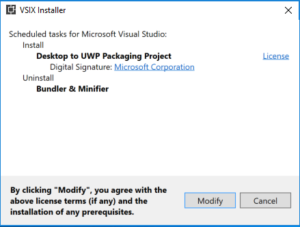 Programma di installazione delle modifiche in batch