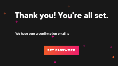 Screenshot della pagina di conferma Pluralsight e della pulsante Imposta password.