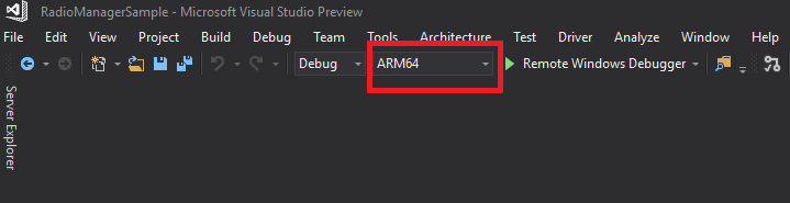 Screenshot della finestra di dialogo della Nuova Piattaforma Soluzione con Arm64 selezionata come piattaforma di destinazione.