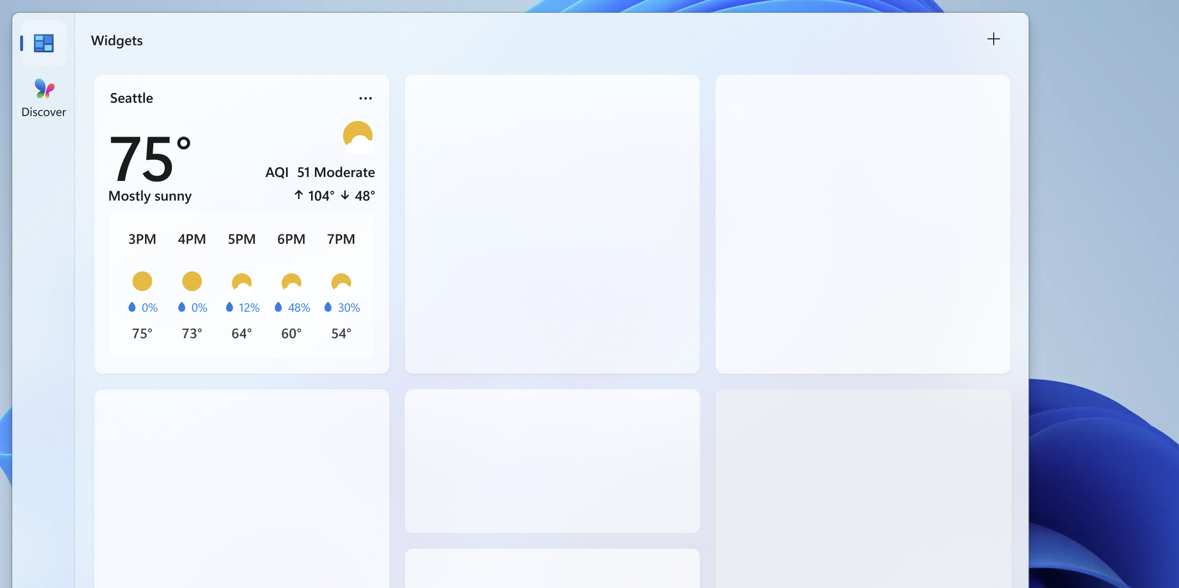 Screenshot di un widget nello stato predefinito