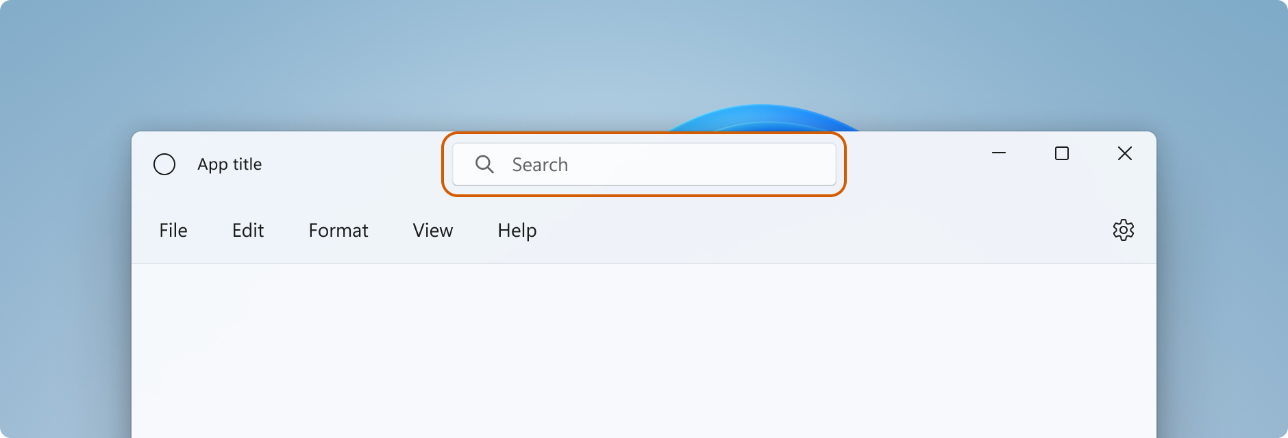 A Windows app con una casella di ricerca nella barra del titolo