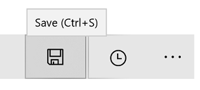 Screenshot di un pulsante con un'icona di un disco e un tooltip che include il testo predefinito 'Salva' aggiunto con l'acceleratore CTRL+S tra parentesi.