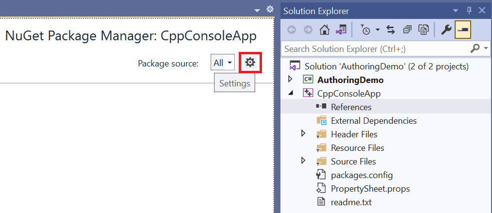 impostazioni NuGet