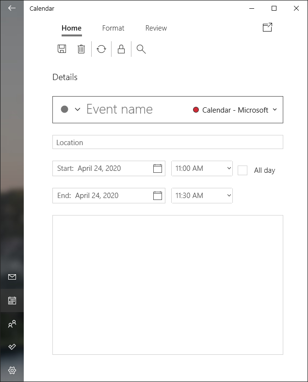 calendario aggiungere una nuova pagina di eventi