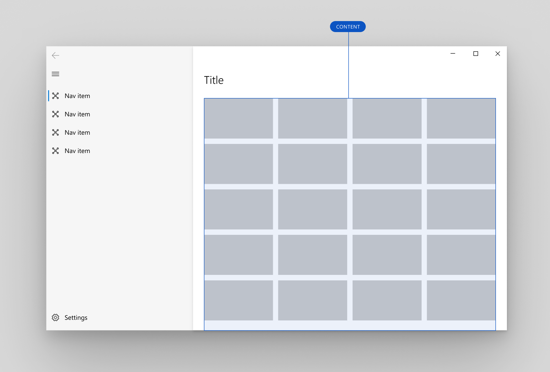 Esempio di area di contenuto di NavigationView