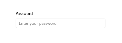 Casella della password in stato di riposo con testo suggerimento