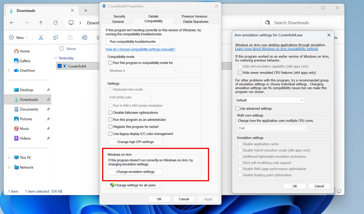 Screenshot delle impostazioni di modifica dell'emulazione