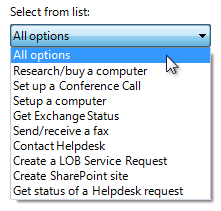 screenshot dell'elenco a discesa disorganizzato