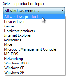 screenshot dell'elenco a discesa alfabetizzato