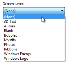 screenshot dell'elenco a discesa con nessuna opzione selezionata