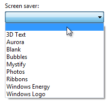 screenshot dell'elenco a discesa con l'opzione vuota selezionata