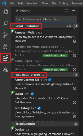 Estensioni di VS Code Locali vs Remote
