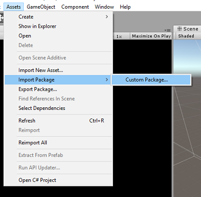Screenshot che mostra il menu a discesa Asset con l'opzione 