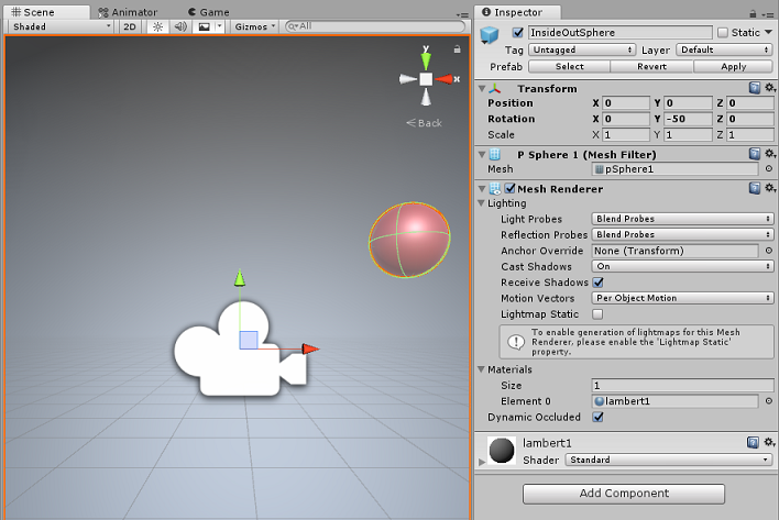 Screenshot della scheda della scena aperta.