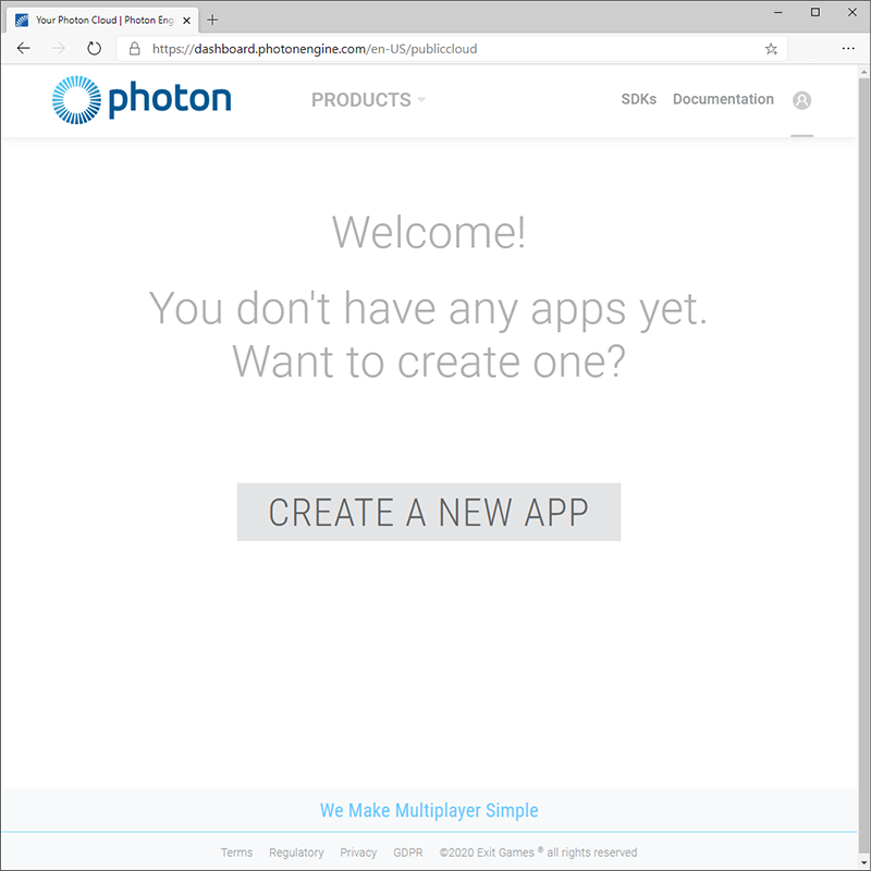 Pagina di benvenuto del dashboard photon