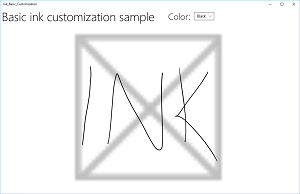 Screenshot che mostra InkCanvas con tratti di inchiostro nero predefiniti.