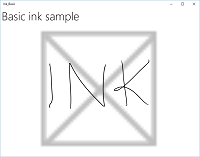 Screenshot di InkCanvas con tratti di penna.