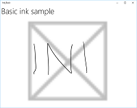 Screenshot dell'InkCanvas con un tratto cancellato.